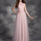 A-line/Princess Bateau Hand-Made Flower Sleeveless Long Net Dresses DEP0009231