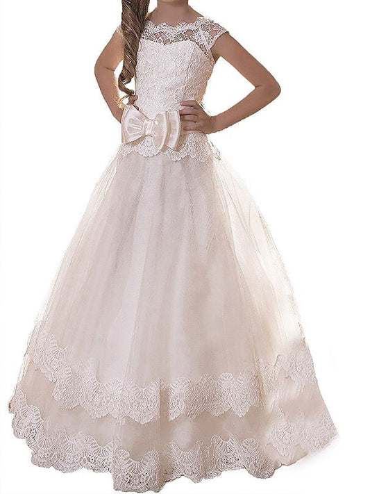 A-line/Princess Scoop Sleeveless Sash/Ribbon/Belt Tulle Floor-Length Flower Girl Dresses DEP0007713