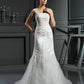 Trumpet/Mermaid Straps Applique Sleeveless Long Satin Wedding Dresses DEP0006715