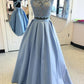 Ball Gown High Neck Sleeveless Floor-Length Applique Satin Two Piece Dresses DEP0001869