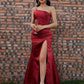 Sheath/Column Satin Ruched One-Shoulder Sleeveless Floor-Length Dresses DEP0001491