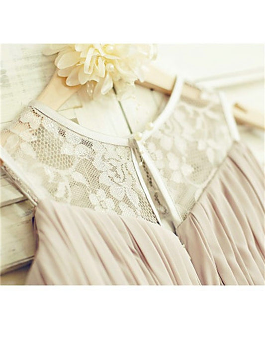 A-line/Princess Scoop Sleeveless Ruffles Tea-Length Chiffon Flower Girl Dresses DEP0007836