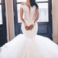 Trumpet/Mermaid Off-the-Shoulder Long Sleeves Applique Tulle Floor-Length Wedding Dresses DEP0006039