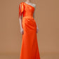 Trumpet/Mermaid One-Shoulder Sleeveless Floor-Length Ruched Satin Bridesmaid Dresses DEP0005353