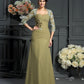 A-Line/Princess Sweetheart Hand-Made Flower 1/2 Sleeves Long Chiffon Mother of the Bride Dresses DEP0007064