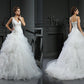 Ball Gown V-neck Ruffles Sleeveless Long Organza Wedding Dresses DEP0006578