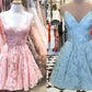 A-Line/Princess Spaghetti Straps Sleeveless Lace Ruffles Short/Mini Homecoming Dresses DEP0008856