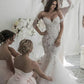 Trumpet/Mermaid Chapel Train Off-the-Shoulder Tulle Sleeveless Wedding Dresses DEP0006019