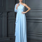 Sheath/Column One-Shoulder 3/4 Sleeves Long Chiffon Bridesmaid Dresses DEP0005047