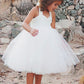 A-Line/Princess Sleeveless Halter Tea-Length Ruffles Tulle Flower Girl Dresses DEP0007654