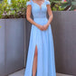 A-Line/Princess Floor-Length Off-the-Shoulder Sleeveless Chiffon Applique Dresses DEP0001475