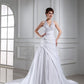 A-Line/Princess Beading Halter Sleeveless Long Taffeta Wedding Dresses DEP0006669