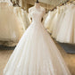 Ball Gown 1/2 Sleeves Off-the-Shoulder Floor-Length Applique Lace Tulle Wedding Dresses DEP0006322