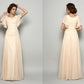 A-Line/Princess Square Beading Short Sleeves Long Chiffon Mother of the Bride Dresses DEP0007105