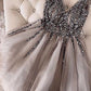 A-Line/Princess Sleeveless V-neck Tulle Sequin Short/Mini Dresses DEP0007988