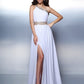 A-Line/Princess One-Shoulder Beading Sleeveless Long Chiffon Dresses DEP0003117