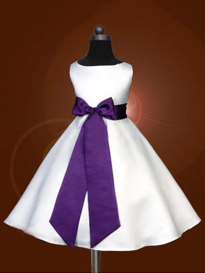A-line/Princess Scoop Sleeveless Bowknot Long Satin Flower Girl Dresses DEP0007671