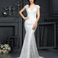Trumpet/Mermaid V-neck Lace Sleeveless Long Lace Wedding Dresses DEP0006662