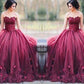 Ball Gown Sleeveless Sweetheart Applique Floor-Length Tulle Dresses DEP0001811