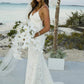 Trumpet/Mermaid Sleeveless Lace Spaghetti Straps Sweep/Brush Train Wedding Dresses DEP0006126