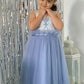 A-Line/Princess Tulle Lace Scoop Sleeveless Knee-Length Flower Girl Dresses DEP0007465