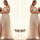 A-Line/Princess Tulle Off-the-Shoulder Applique Sleeveless Sweep/Brush Train Wedding Dresses DEP0006878