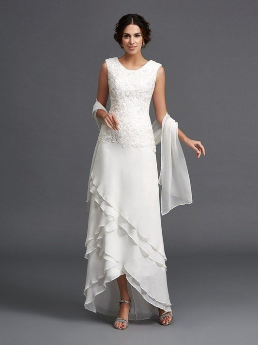 A-Line/Princess Scoop Lace Sleeveless Long Chiffon Mother of the Bride Dresses DEP0007083