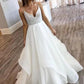 A-Line/Princess Spaghetti Straps Chiffon Ruffles Sweep/Brush Train Sleeveless Wedding Dresses DEP0006882