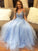 A-Line/Princess Off-the-Shoulder Floor-Length Tulle Sleeveless Beading Dresses DEP0001936