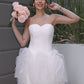 A-Line/Princess Organza Ruched Sweetheart Sleeveless Short/Mini Wedding Dresses DEP0006057