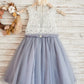 A-Line/Princess Tulle Lace Scoop Sleeveless Knee-Length Flower Girl Dresses DEP0007871