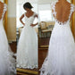 A-Line/Princess V-neck Sweep/Brush Train Lace Sleeveless Tulle Wedding Dresses DEP0006075