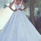Ball Gown Scoop Sleeveless Sweep/Brush Train Lace Satin Wedding Dresses DEP0006316