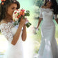 Trumpet/Mermaid Off-the-Shoulder 1/2 Sleeves Lace Sweep/Brush Train Wedding Dresses DEP0006056