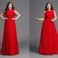 A-Line/Princess Jewel Ruched Sleeveless Long Chiffon Plus Size Dresses DEP0003119