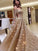 A-Line/Princess Off-the-Shoulder Long Sleeves Sequins Ruffles Floor-Length Dresses DEP0004409