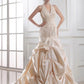 Trumpet/Mermaid Beading Halter Sleeveless Applique Satin Wedding Dresses DEP0006930