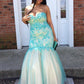 Trumpet/Mermaid Sweetheart Sleeveless Applique Floor-Length Tulle Plus Size Dresses DEP0002674