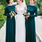 A-Line/Princess Scoop Floor-Length Long Sleeves Jersey Bridesmaid Dresses DEP0005560