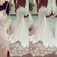 Trumpet/Mermaid Applique Satin Spaghetti Straps Sleeveless Court Train Wedding Dresses DEP0006088