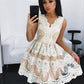 A-Line/Princess V-neck Sleeveless Lace Short/Mini Tulle Dresses DEP0008345