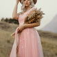 A-Line/Princess Tulle Sleeveless Sweetheart Applique Floor-Length Dresses DEP0004788