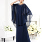 A-Line/Princess Scoop 3/4 Sleeves Long Chiffon Mother of the Bride Dresses DEP0007081