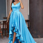 A-Line/Princess Satin Ruffles V-neck Sleeveless Asymmetrical Dresses DEP0001559