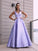 A-Line/Princess Satin Ruffles V-neck Sleeveless Floor-Length Dresses DEP0004628