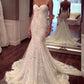 Trumpet/Mermaid Sleeveless Court Train Spaghetti Straps Lace Wedding Dresses DEP0006212