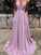 A-Line/Princess V-neck Ruffles Sleeveless Sweep/Brush Train Dresses DEP0001763
