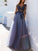 A-Line Scoop Long Sleeves Floor-Length With Applique Tulle Dresses DEP0001819