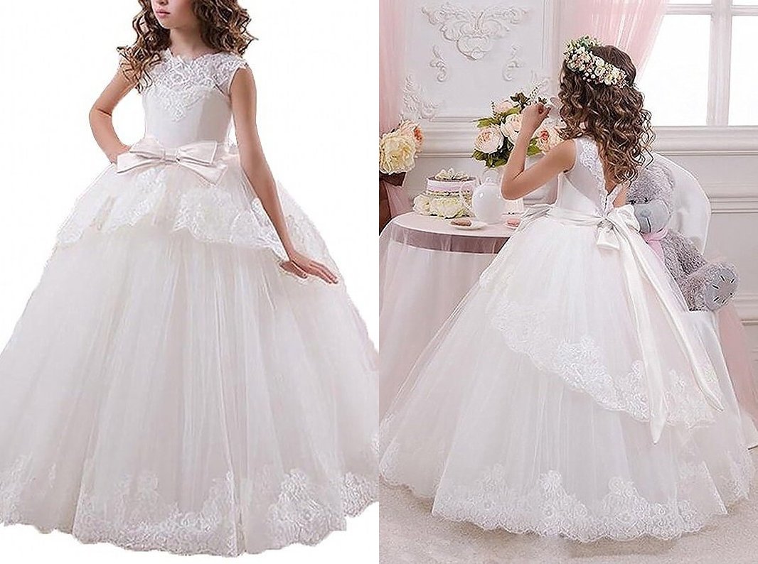 Ball Gown Sleeveless Scoop Sash/Ribbon/Belt Floor-Length Tulle Flower Girl Dresses DEP0007600