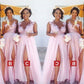 A-Line/Princess Scoop Sleeveless Floor-Length Applique Chiffon Bridesmaid Dresses DEP0004903